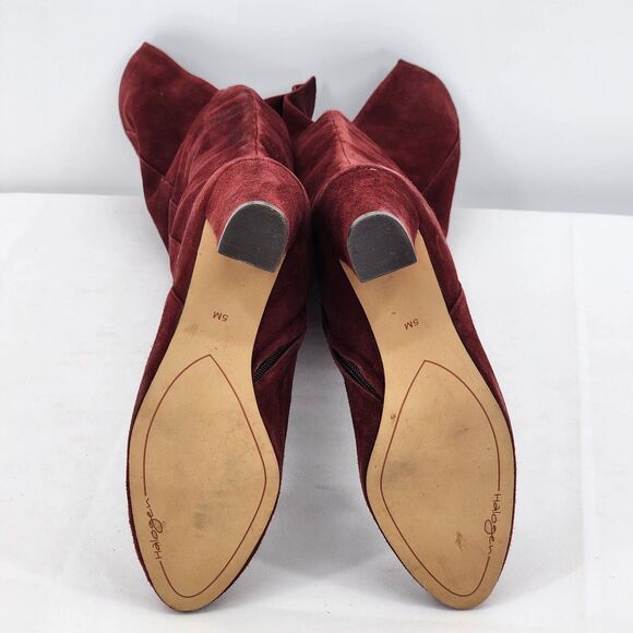 Halogen Noble Suede Over The Knee Burgundy Red Heeled Boots Size 5 - Picture 7 of 11